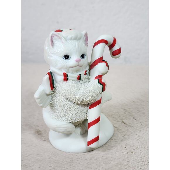 Lefton Kitty Snowflake White Figurine Year 1992 Christmas Holidays 3 1/4" Vtg - Picture 9 of 12